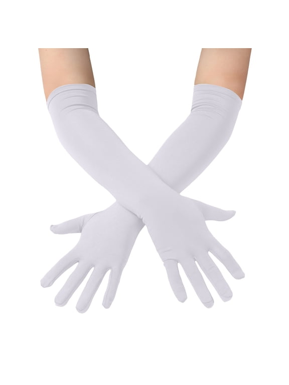 Women's Long Opera Gloves Stretchy Formal Gloves Costumes Accessories Elbow Length Bridal Evening Party Gloves White One Size