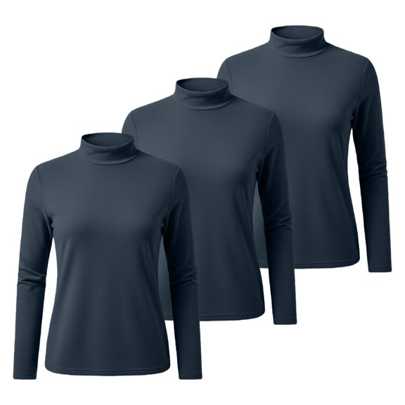 WTXUE Women's Long Sleeve Mock Turtleneck Shirts Fleece Lined Base Layer Slim Fit Thermal Underwear Tops Thermal Warm Pullover Sweater Tunic Sweaters 3Pc Green Xxl