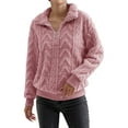 thumbnail image 1 of WTXUE Women's Oversized Cable Knit Pullover Sweatshirts Quarter Zip Collared Fleece Lined Jacket Fall Winter Fashion Warm Trendy Sweater for Cold Weather Pink L, 1 of 8