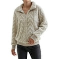 thumbnail image 1 of WTXUE Women's Oversized Cable Knit Pullover Sweatshirts Quarter Zip Collared Fleece Lined Jacket Fall Winter Fashion Warm Trendy Sweater for Cold Weather Beige L, 1 of 8