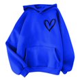 thumbnail image 1 of WTXUE Women's Oversized Heart Graphic Hoodie Sweatshirts Comfortable Long Sleeve Pullover Tops with Pockets Trendy Fall Winter Casual Outfit Valentine's Sweatshirts Blue Xl, 1 of 4