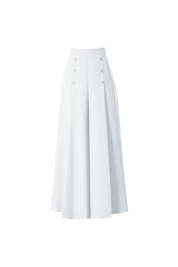 Women's Pants, Womens Trousers Pleated Wide Leg Pants Women's Waisted Loose Slim Middle Women's Pants Culottes Casual Swing Pants, Slacks Pantalones De Mujer, White