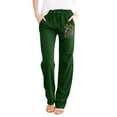 thumbnail image 1 of WTXUE Women's Pants, Womens Trousers Womens Printing Casual Loose Pants with Pockets Elastic High Waist Paper Bag Pants Linen Pants, Slacks Linen Pants Women Pantalones De Mujer, 3-Green, 1 of 4