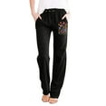 thumbnail image 1 of WTXUE Women's Pants, Womens Trousers Womens Printing Casual Loose Pants with Pockets Elastic High Waist Paper Bag Pants Linen Pants, Slacks Linen Pants Women Pantalones De Mujer, 3-Black, 1 of 6
