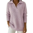 thumbnail image 1 of WTXUE Women's Sequin Polo Neck Knit Sweaters Sparkle Casual Long Sleeve Blouses Shimmer Glitter Sweatshirt Party Loose Fit Shirts Tunic Tops Trendy Basic Pullover Sweaters Pink Xl, 1 of 4