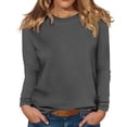 thumbnail image 1 of WTXUE Women's Thermal Base Layer Casual Long Sleeve T-Shirts Round Neck Tunic Tops Basic Tees Shirts Loose Fit Pullover Thermal Shirts Winter Warm Fleece Lined Tops Dark Grey Xl, 1 of 8