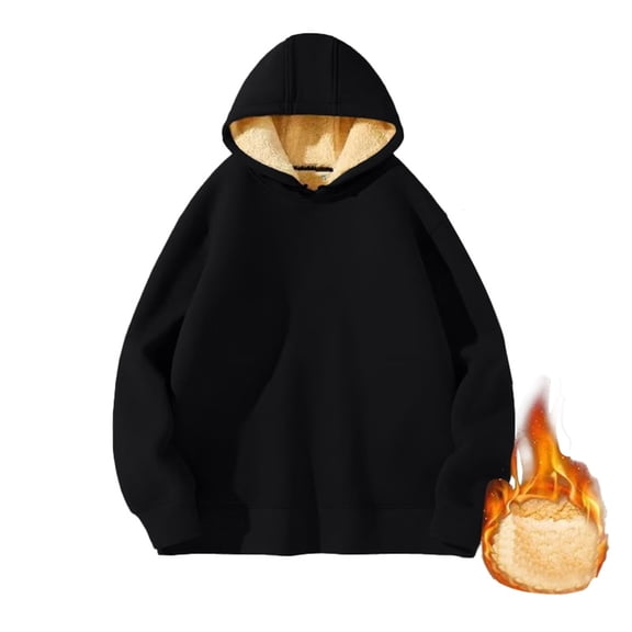 WTXUE Women's Winter Hoodies Pullover Sherpa Fleece Warm Heavyweight Oversized Sweatshirt Casual Winter Warm Fleece Sherpa Lined Hooded Sweatshirt Thick Pullover Black M
