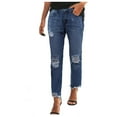 thumbnail image 1 of WTXUE Womens Jeans, Ripped Jeans Women Mid Stretch Distressed Denim Jeans Waist Pants, Jeggings Pantalones De Mujer, Dark Blue, 1 of 5