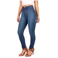thumbnail image 1 of WTXUE Womens Jeans Stretchy, Tapered&nbsp;Pants Jeans Pants Polyester High Waist Button Daily Woman, Stretchy Jeans Pantalones De Mujer, Light Blue, 1 of 5