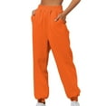 thumbnail image 1 of WTXUE Womens Jogger Pants, Sweatpants Women's Thin High Waisted Loose Comfortable High Waisted Jogging Pants with Pockets Casual, Scrub Pants Slacks, 2-Orange, 1 of 6
