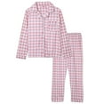 thumbnail image 1 of WTXUE Womens Pajama Sets Long Pajamas Set Pajamas Long Sleeve Lapel Vest Suit Trousers Plus Size Home Service Button Up Pajamas for Women Lounge Sets for Women Comfy Pajamas for Women Set Pink XXL, 1 of 2