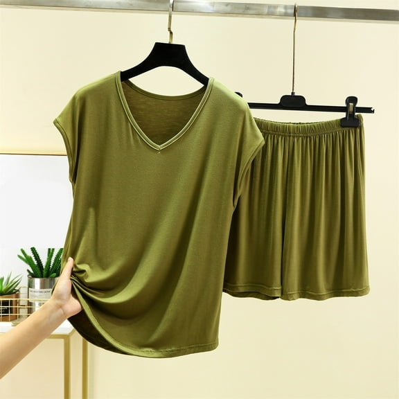 WTXUE Womens Pajama Sets Short Pajama Set Loungewear Set Jogging Suit Set Two Leisure Sports Tank Top And Shorts Trouser Suit Short Sporty Sweatsuit Outfits Summer Sets Soft Pajama Set Mint Green XL