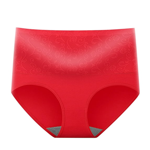 WTXUE Womens Panties High Waist Shapewear Tummy Control Bladder Control Underwear for Women s Cotton No Top Full Briefs Soft Breathable Ladies Ladies Underwear Panties Red L