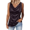 thumbnail image 1 of WTXUE Womens Sequin Sleeveless Cowl Neck Tank Tops Loose Fit Tunic Tops Sparkly Shimmer Party Dressy Club Shirts Tube Top Going Out Tops Dressy Casual Shirts for Evening Party Black L, 1 of 7