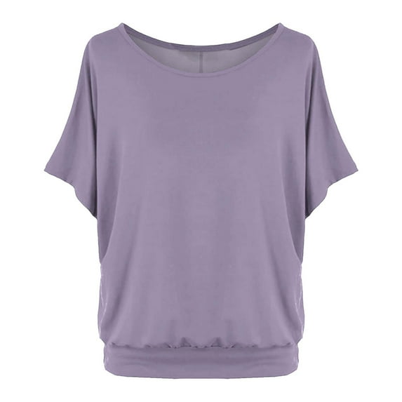 WTXUE Womens Summer Tops, Batwing Sleeve Oversized Solid Color T Shirt Women's Crew Neck Top Scoop Neck Short Sleeve Dolman Leisure T-Shirt, Pink