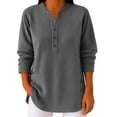 thumbnail image 1 of WTXUE Womens Vintage Corduroy Shirts Button V Neck Top Long Sleeve Tops Oversized Casual Knitted Pullover Loose Fit Comfy Trendy Basic Pullover Sweatshirts Tunic Sweatshirts Grey Xl, 1 of 5