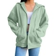 thumbnail image 1 of WTXUE Womens Zip Up Hoodies Sweatshirt Jacket Cute Lightweight Jackets Trendy Hooded Workout Fall with Pockets Oversized Sweatshirt Open Front Cardigan Long Sleeve Blouses Casual Tops Light Green 3Xl, 1 of 7