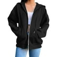 thumbnail image 1 of WTXUE Womens Zip Up Hoodies Sweatshirt Jacket Cute Lightweight Jackets Trendy Hooded Workout Fall with Pockets Oversized Sweatshirt Open Front Cardigan Long Sleeve Blouses Casual Tops Black Xxl, 1 of 7