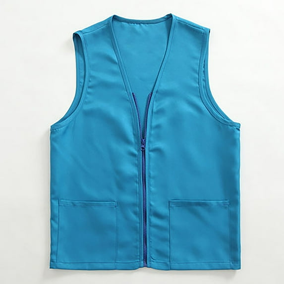 WTXUE Work Vest for Women, Sleeveless Adult Postulant Activity Vest Supermarket Vests Clerk Workwear, Plaincolor Outerwear Vests for Women | Blue M