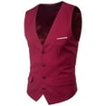thumbnail image 1 of WTXUE Workwear Uniform Vests Sleeveless, V-Neck Suit Vest V Neck Silm Solid Formal Suit Waist Coat Lightweight for Wedding Prom Business Solid | Uniform for Men Red XL, 1 of 9