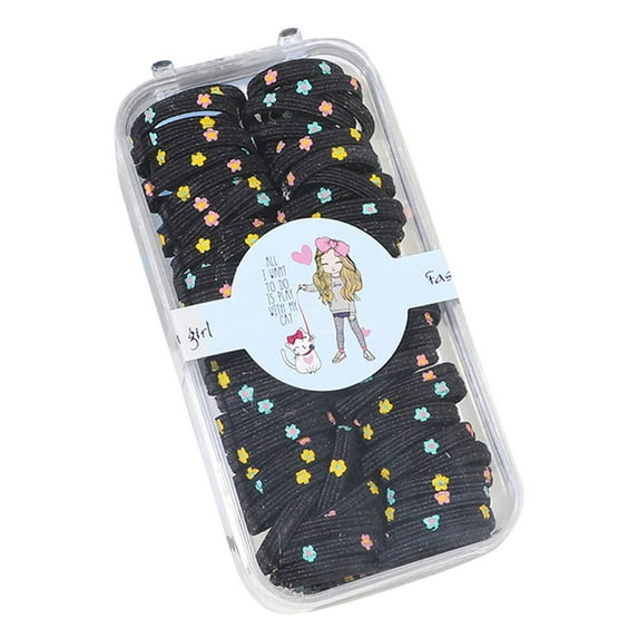 WTXUE hair ties, 60 Pcs Girls Colorfull Elastic Hair Bands Kids Ponytail Rubber Accessories, scrunchies, Headbands for Women, 2# Black