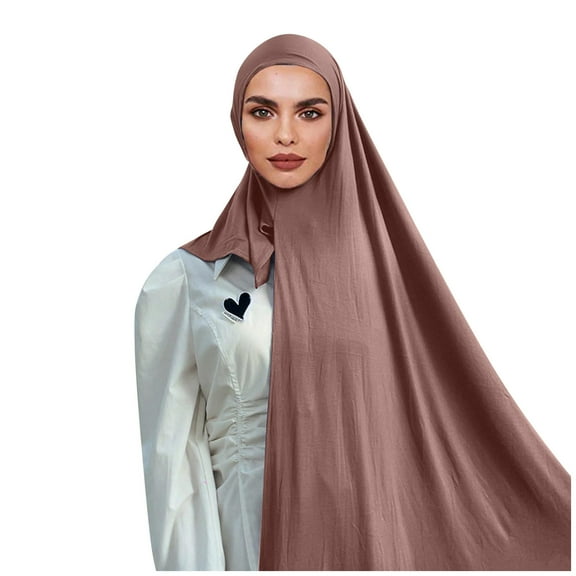 WTXUE scarf for women, Muslim Head Scarf Solid Color Long Scarf Wrap Scarves Cotton Scarf for Women Fashion, Turban, headwraps for women, Khaki