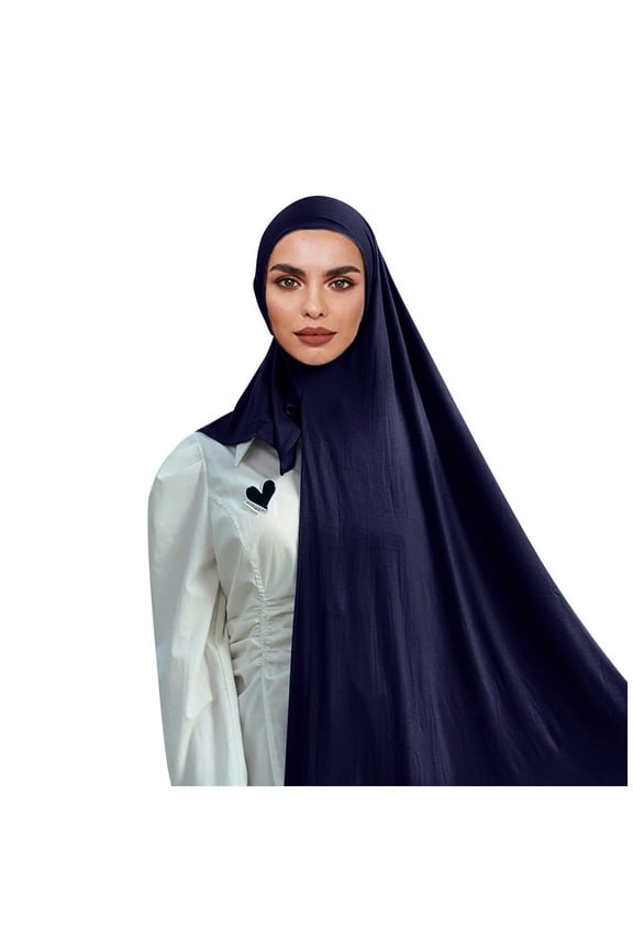 scarf for women, Muslim Head Scarf Solid Color Long Scarf Wrap Scarves Cotton Scarf for Women Fashion, Turban, headwraps for women, Navy