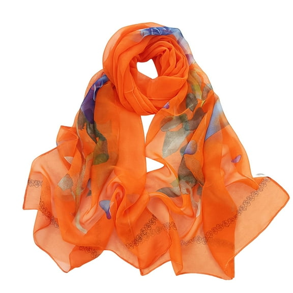 WTXUE scarf for women, Scarfs for Women Lightweight Print Floral Pattern Scarf Shawl Fashion Scarves Shawls and Wraps for Spring, 3# Orange