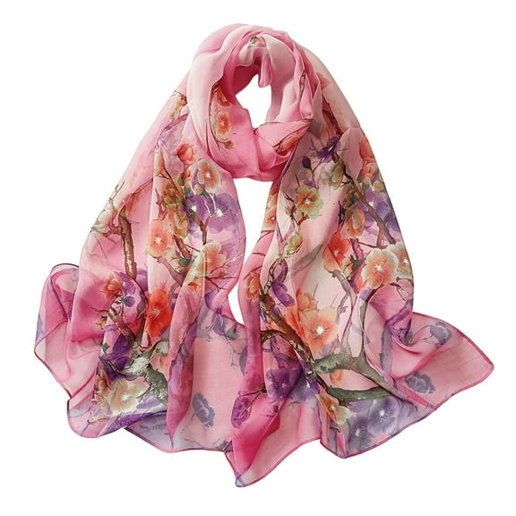 WTXUE scarf for women, Scarfs for Women Lightweight Print Floral Pattern Scarf Shawl Fashion Scarves Shawls and Wraps for Spring, 4# Hot Pink