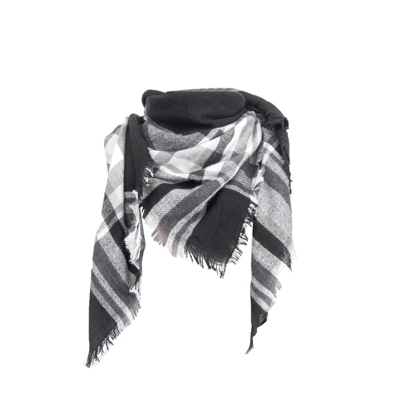 WTXUE scarf for women, Womens Warm Long Shawl Wraps Large Scarves Knit Tassel Plaid Scarf, Black