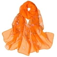 thumbnail image 1 of WTXUE scarf for women, Scarfs for Women Lightweight Print Floral Pattern Scarf Shawl Fashion Scarves Shawls and Wraps for Spring, silk scarf, 6# Orange, 1 of 4