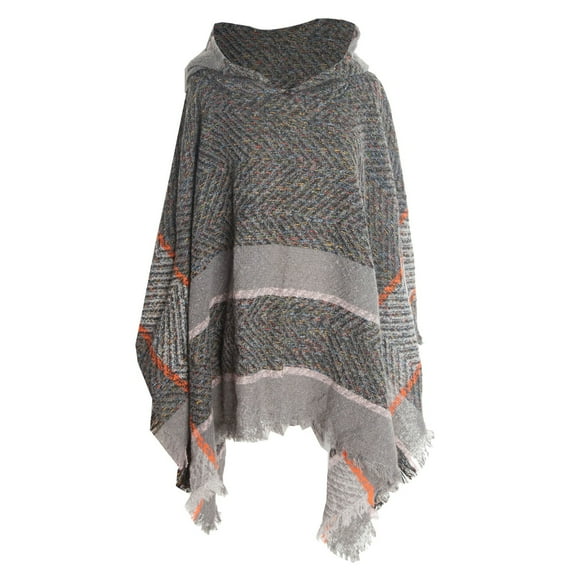 WTXUE shawl wraps for women, Womens Autumn and Winter Warm Scarf Shawl Cotton Scarf Tassel Multi Color Plaid Shawl Multifunctional Belt Hat, blanket hoodie, Gray2