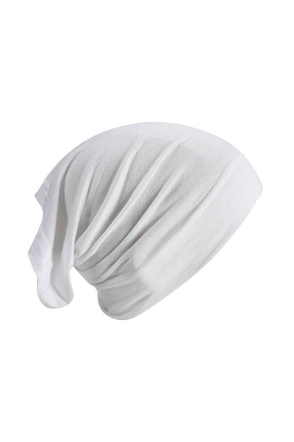 silk bonnet, Slip On Pre Tied Head Scarves Women Headwear Turban Caps Head Wrap Headscarf for Women Girls Cap, White