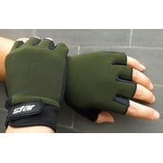 WTXUE ski gloves, Gloves Antiskid Cycling Half Bike Men Fitness Sports Finger Gloves, Army Green, L