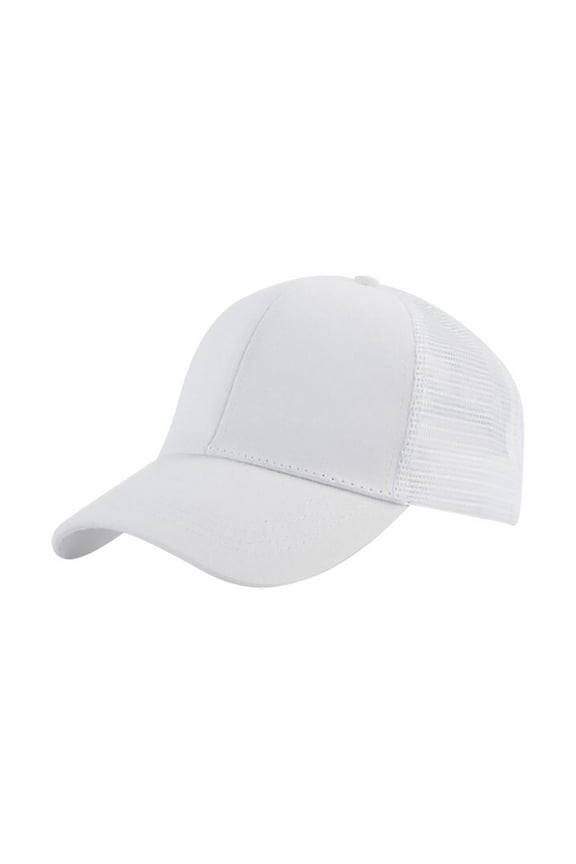 trucker hat, Cap Mesh Sun Open Baseball Cap Solid Unisex Outdoor Back Hat Color Baseball Caps, White