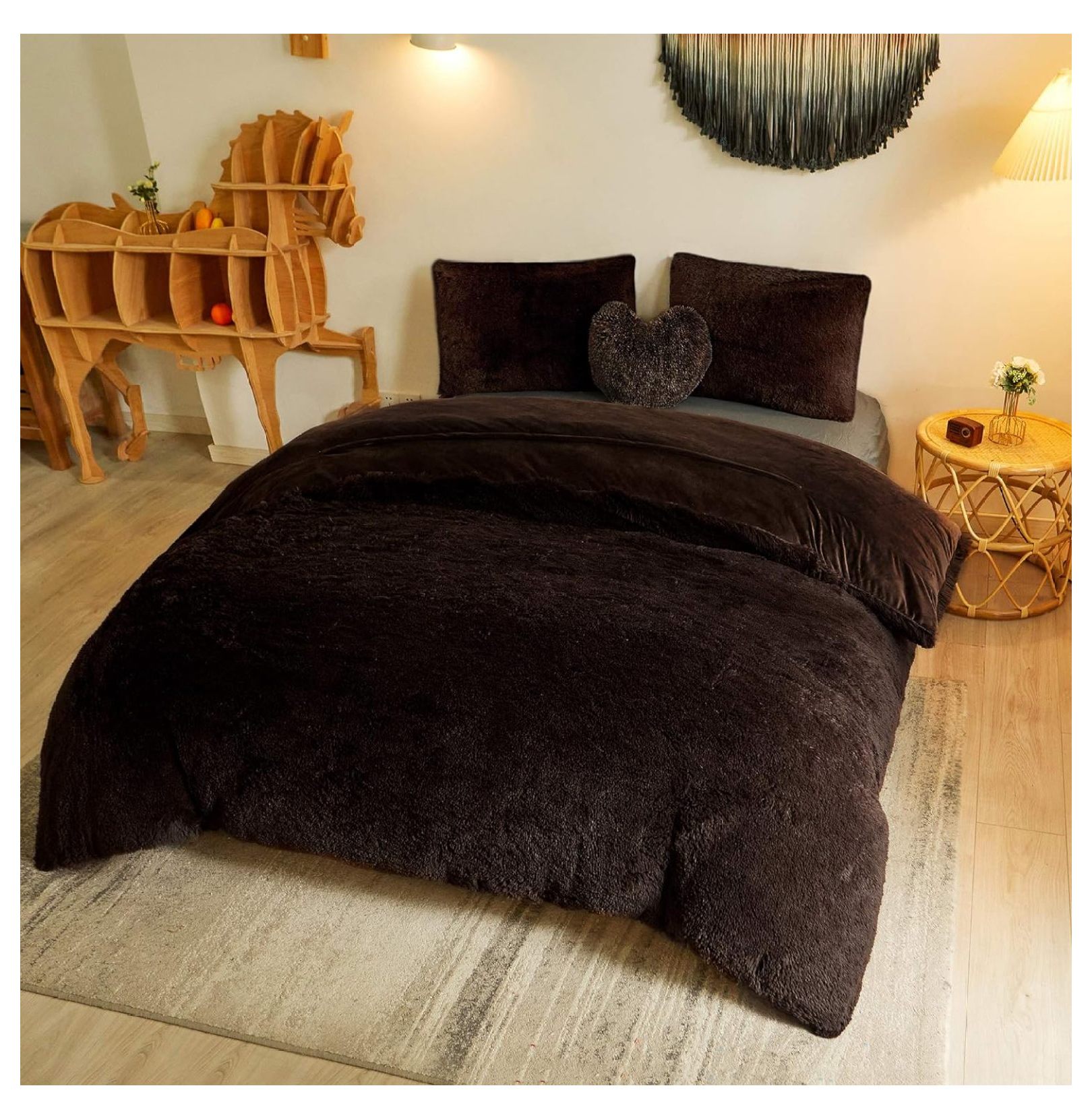 WTYCB Luxury Shaggy Faux Fur Duvet Cover Set, Ultra Soft 3 Pieces