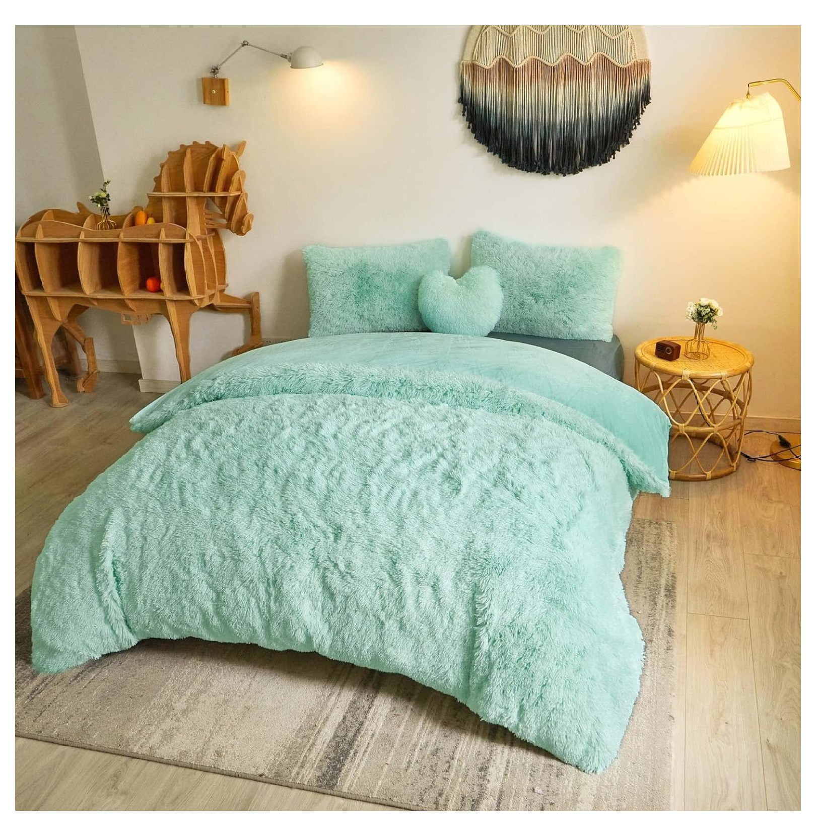 WTYCB Luxury Shaggy Faux Fur Duvet Cover Set, Ultra Soft 3 Pieces ...