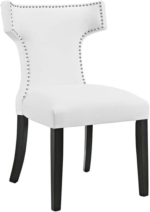 Chic Curve White Faux Leather Upholstered Parsons Side Chair