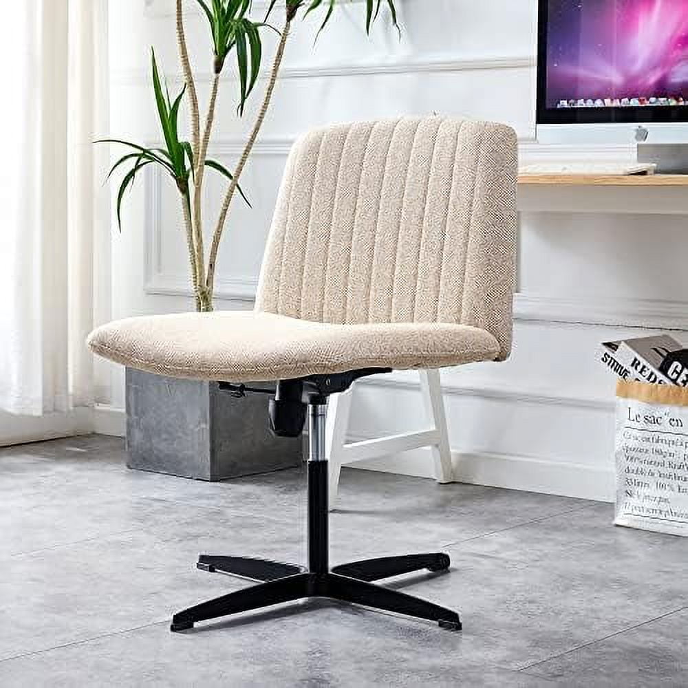 WTYNKAE Armless Office Desk Chair No Wheels PU Adjustable Swivel Criss ...