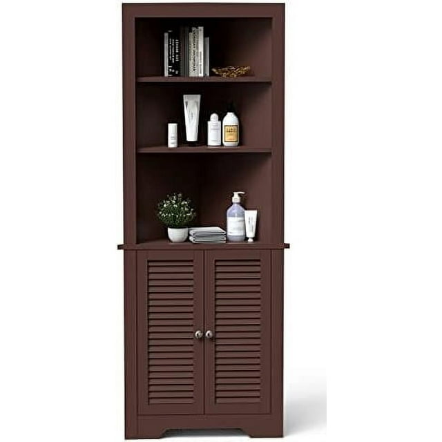 WTYNKAE Corner Cabinet Corner Hutch Cabinet with Shutter Doors and ...