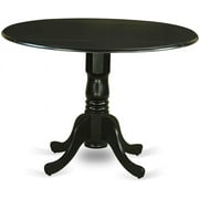 WTYNKAE DLT-BLK-TP Dublin Modern Kitchen Table -  Round Dining Table Top with Dropleaf & Pedestal Base  42x42 Inch  Black