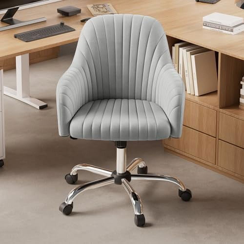WTYNKAE Dark Gray Desk Chair for Home Office Velvet Home Office Desk