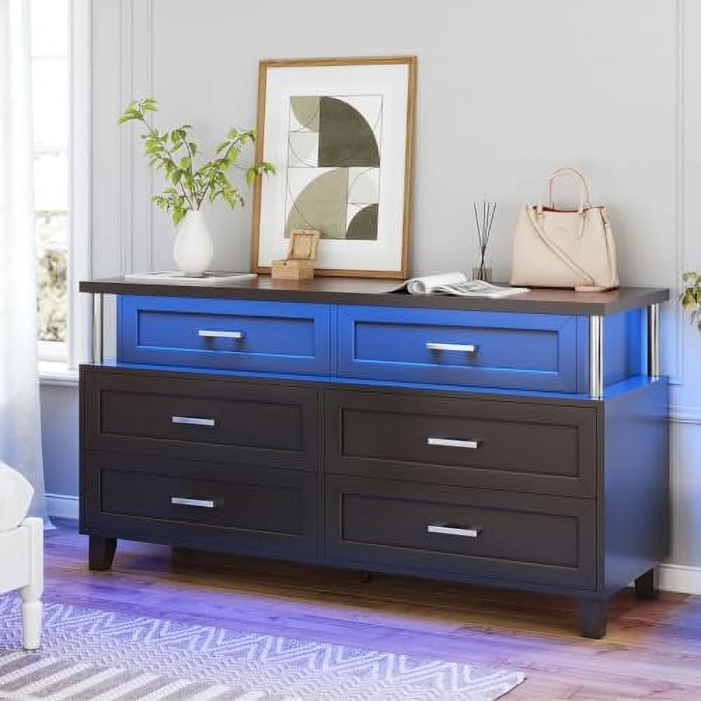 WTYNKAE Dresser for Bedroom with Column Design Black Dresser with