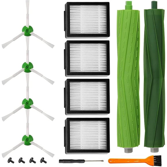 WTYYC Replacement Accessory Kit for iRobot Roomba i7 i7+/i7 Plus E5 E6 Vacuum Cleaner.Replacement Parts Set (2 Set of Multi-Surface Rubber Brushes,4 Side Brushes,4 Filters,1 Tools)
