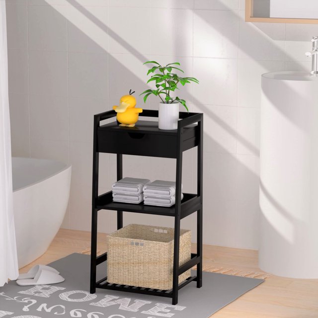 WTZ 3Tier Ladder Shelf FreeStanding Bathroom Shelf 3Shelf Open Wood
