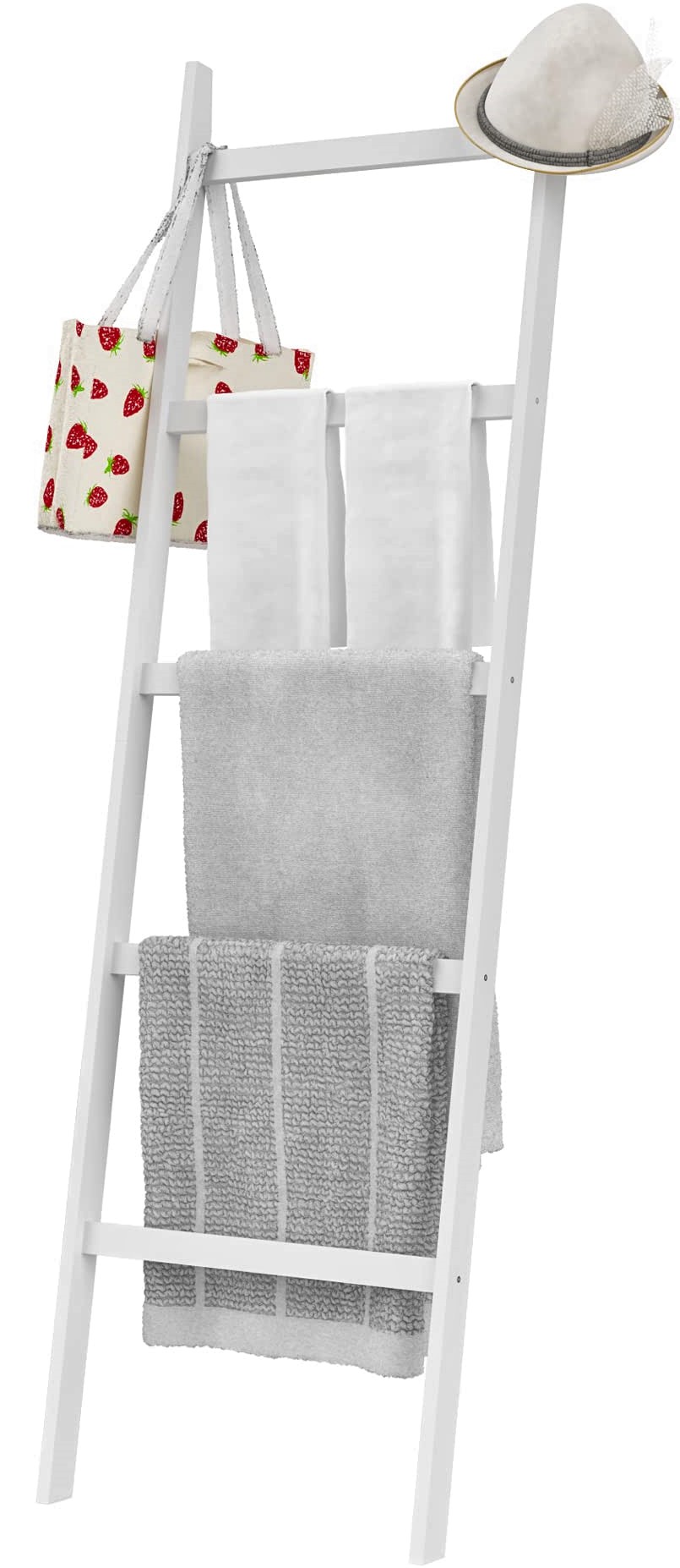 WTZ 5Layer Towel Racks 59" Wall Leaning Blanket Ladder, Decorative