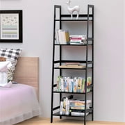 WTZ 5-Tier Bookshelf, Versatile Ladder Bookcase for Living Room, Kitchen, Home Office, Modern and Minimalist, Black