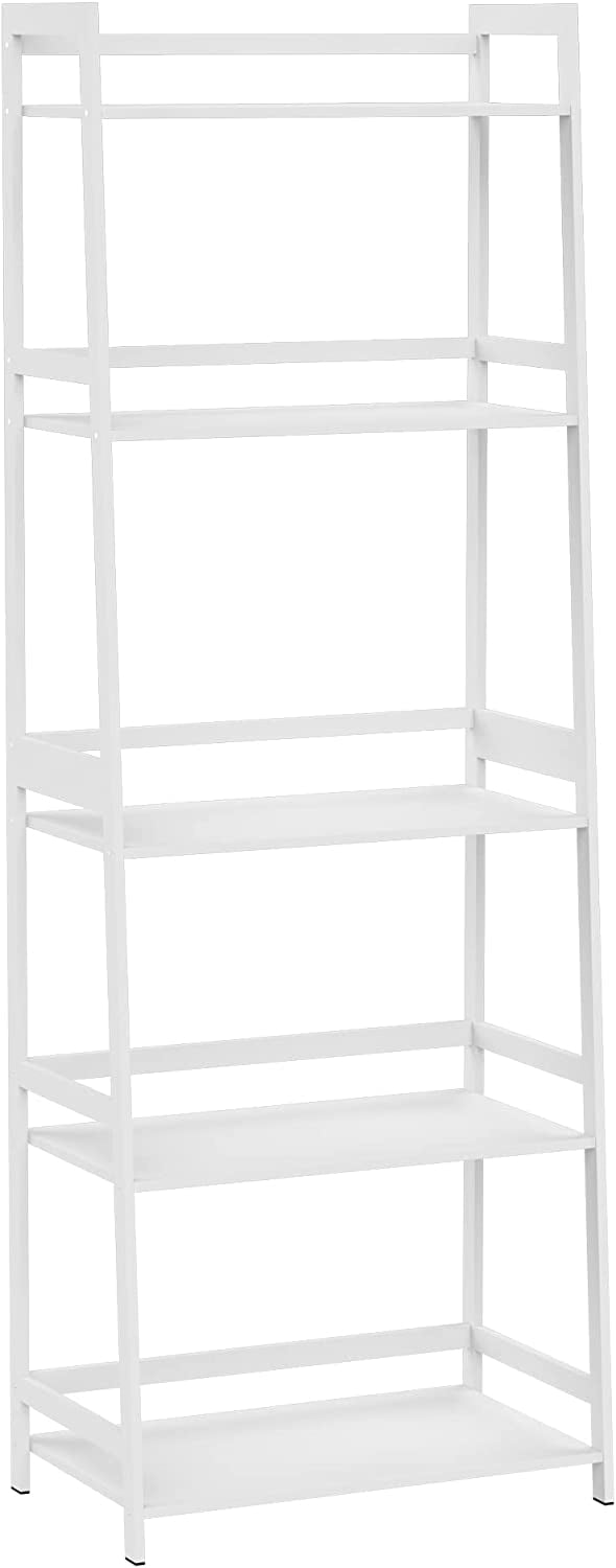 WTZ 5 Tier Ladder Shelf Bamboo Corner Bookshelf Living Room Tall