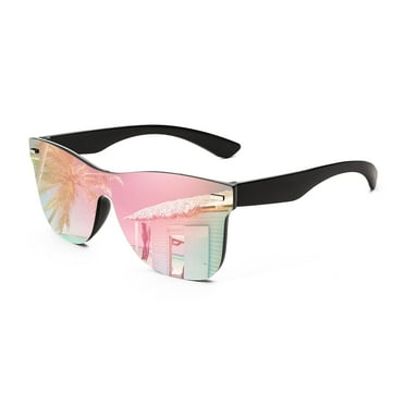 WTef Womens Sunglasses Trendy Mirrored One Piece Lens Men Reflective Sun Glasses