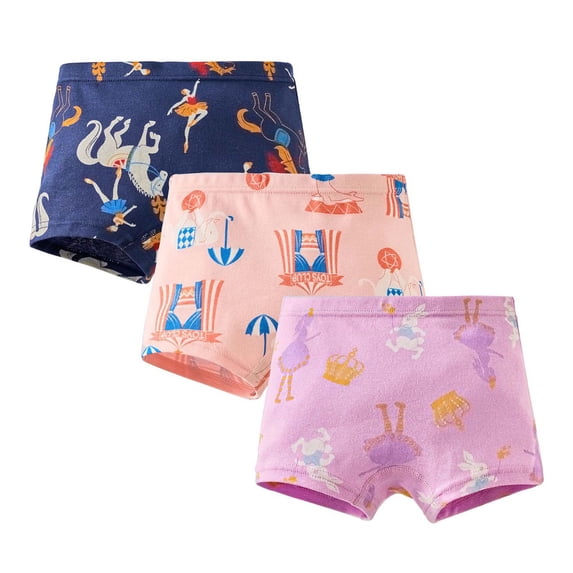 WUANDIXFA 100% Cotton Girls Boyshort Underwear 3PC Soft Breathable Boxer Briefs for Toddlers (Purple, 4-5 Years)